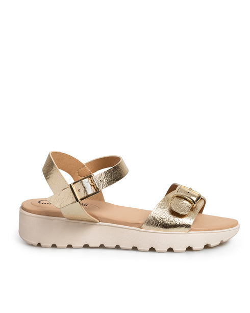 Sandalia Oro Tira Con Hebilla MD23093